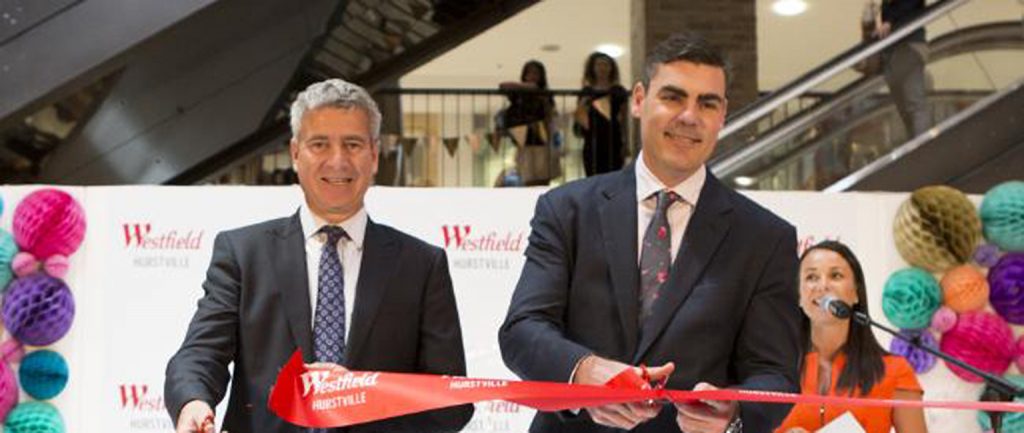 Scentre chief executive Peter Allen and Dexus chief operating officer Craig Mitchell open a Westfield redevelopment in Sydney’s Hurstville last year.