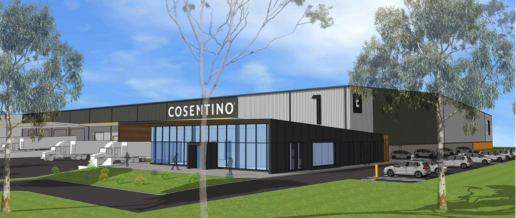 An artist’s impression of Cosentino Australia’s new facility at Crossroads Logistics Centre.
