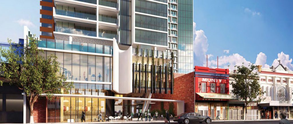 An artist’s impression of the twin tower project in Brisbane’s Chinatown.