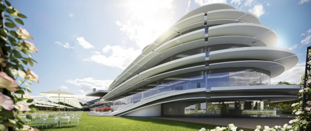The new Club Stand at Flemington Racecourse.