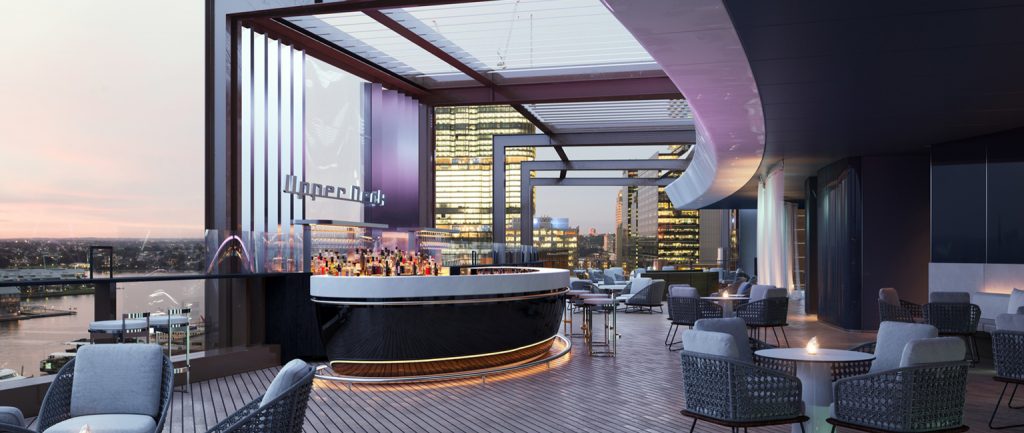 Sydney’s Hyatt Regency rooftop bar, as designed by Bates Smart.
