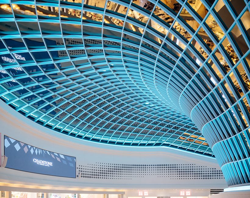 The stunning roof design at Chadstone, featuring 2700 pieces of glass and 600 lights. Picture: Jackie Chan
