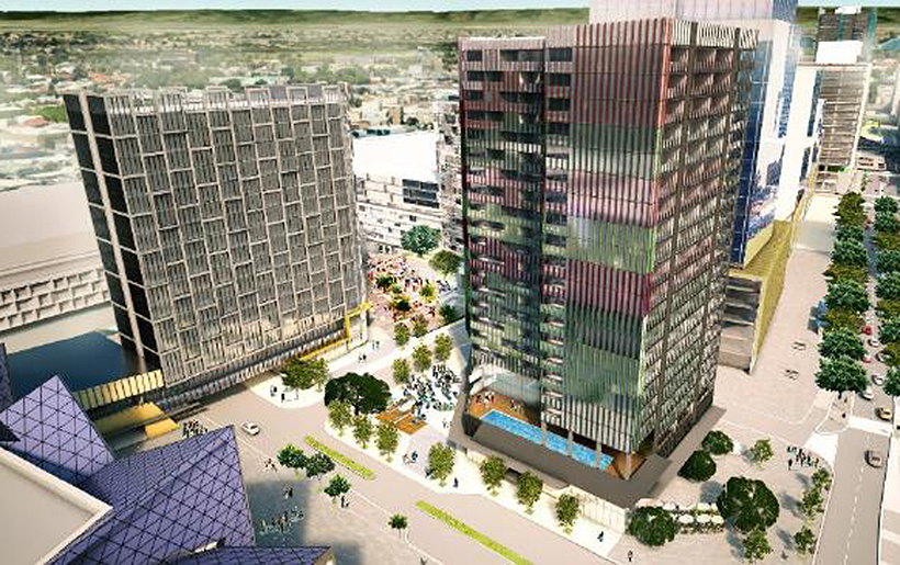 An artist impression of the Far East Consortium’s Perth City Link apartment and hotel development. Picture: Supplied
