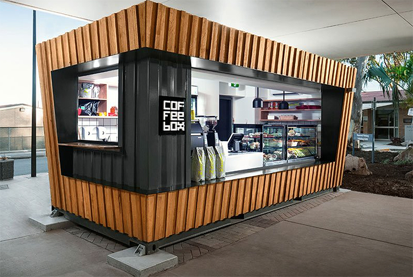 The Coffee Box shipping container conversion.
