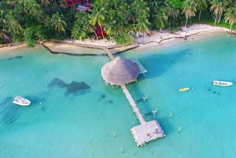 The Casa Cayuco eco-resort at Panama in the Caribbean.