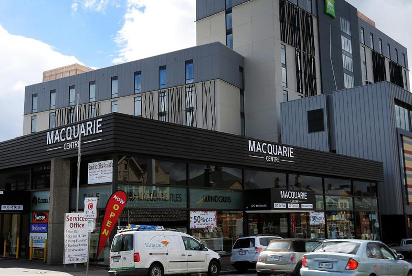179 Macquarie St, Hobart is currently The Macquarie Centre and houses a rug and tile shop.
