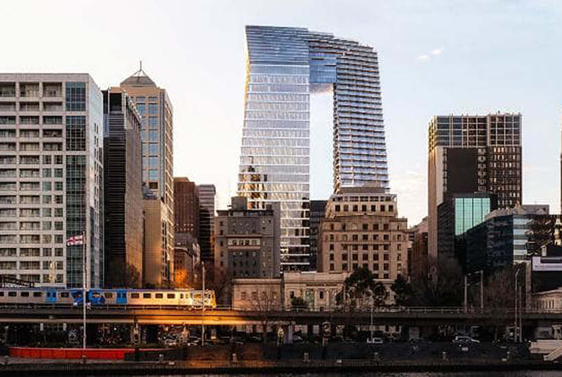 An artist’s impression of the Collins Arch or ‘Pantscraper’ development at 447 Collins St, Melbourne.