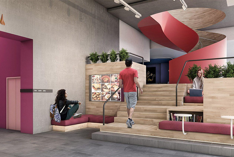 An artist’s impression of the new Scape Student Living building at 393 Swanston St.
