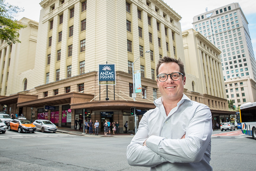 Hub Australia CEO Brad Krauskopf outside the company’s newest site in Brisbane’s CBD.
