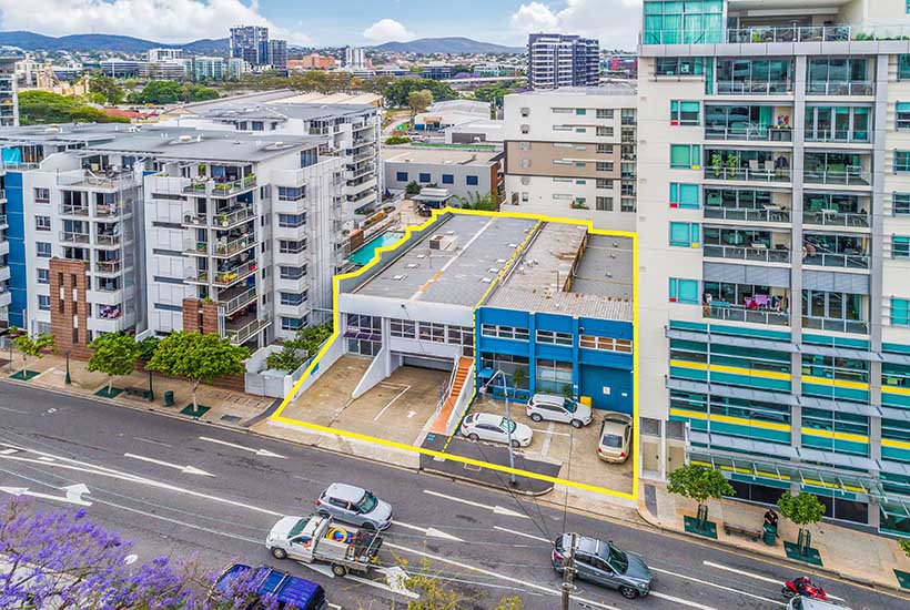 The pair of office buildings on Peel St in South Brisbane.
