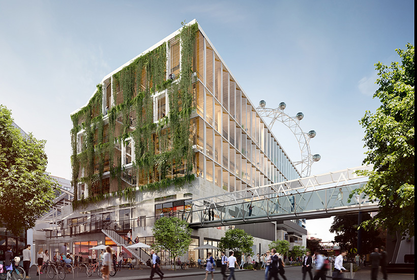 An artist’s impression of the “WOODWORK” building, to be constructed  in Melbourne’s Docklands.
