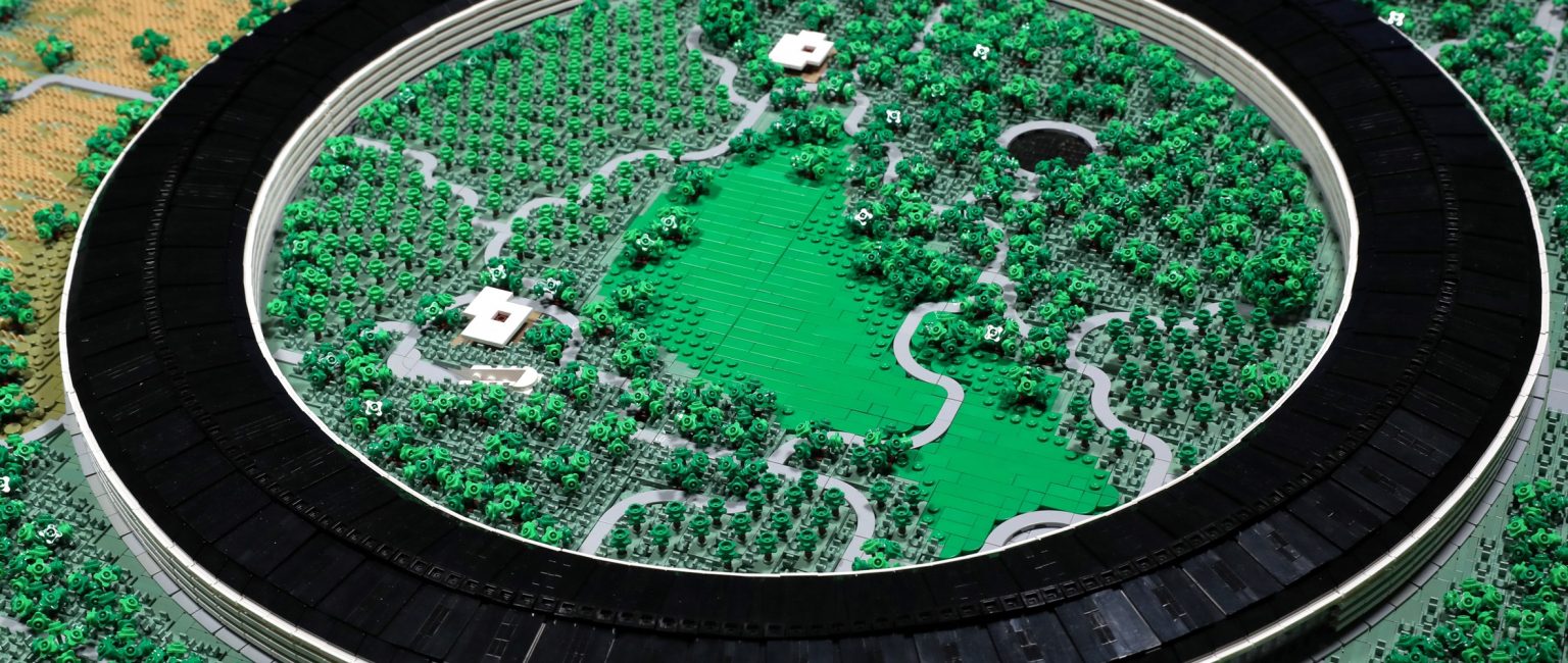The Lego Apple Park spans 1.76 square metres and weighs 35kg. Picture: Fabrizio Costantini

