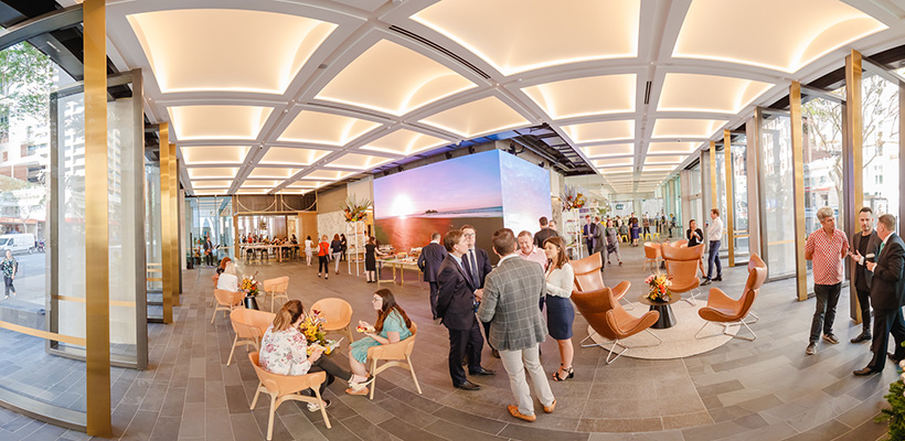 The new foyer at 100 Creek St in Brisbane.