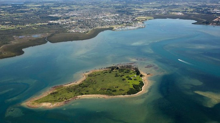Sandstone Island is for sale, 600m off the Mornington Peninsula coast.
