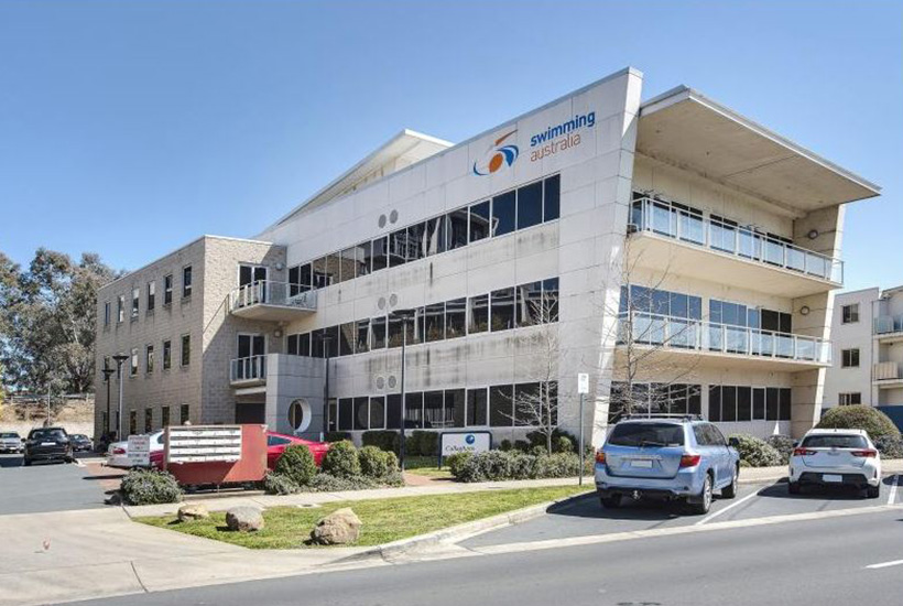 The Belconnen office building formerly house Swimming Australia’s headquarters.
