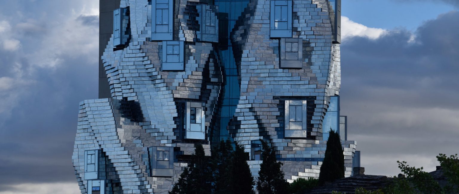 The 56-metre, aluminium tower was inspired by Vincent van Gogh’s 1888 painting, ‘Starry Night’, and is part of a new art campus. Picture: Hervé Hôte/Luma Arles