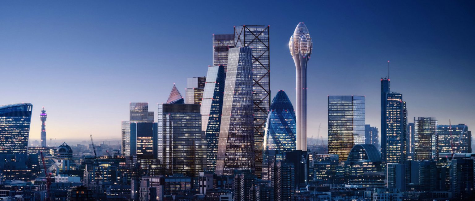 The 305.3-metre tall building would sit next to the Gherkin skyscraper, and include viewing galleries, a restaurant, and a classroom.
