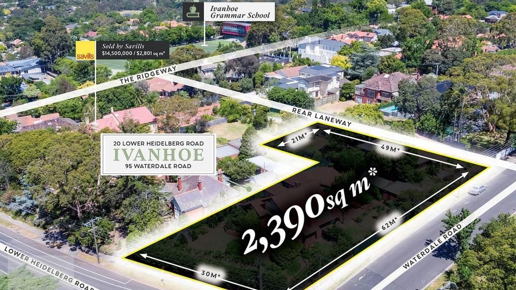 20 Lower Heidelberg Rd & 95 Waterdale Rd, Ivanhoeis on the market for $6-$6.6 million.