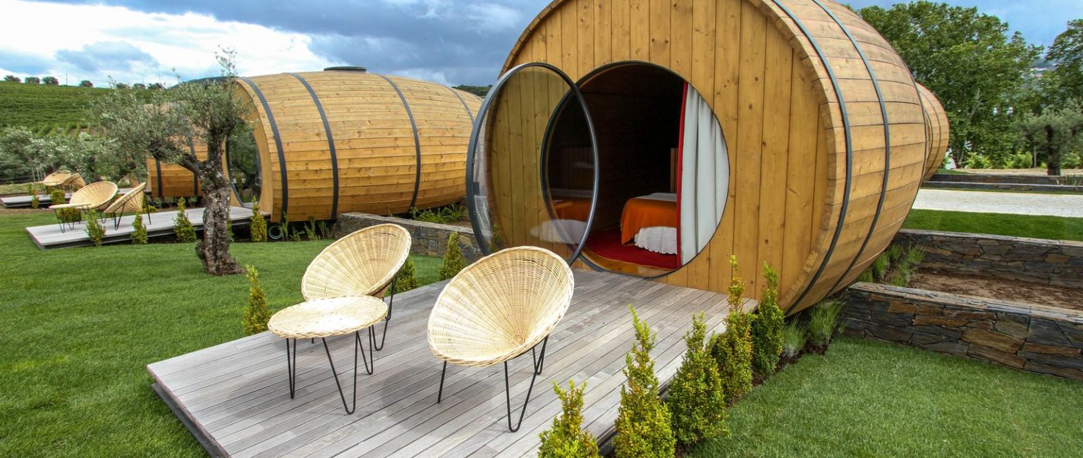 Enjoy a glass of wine from your wine barrel balcony. Picture: Quinta da Pacheca Estate