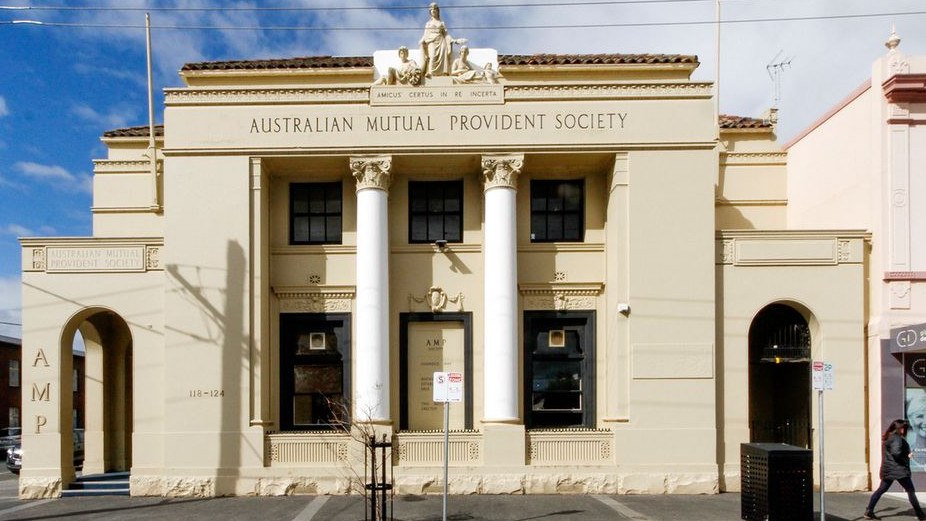 The former AMP headquarters comes with the telltale Amicus statues above.