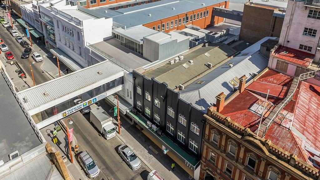The Coogans site in Hobart, centre, which hits the market today. It is expected to fetch as much as $6 million. Picture: SUPPLIED
