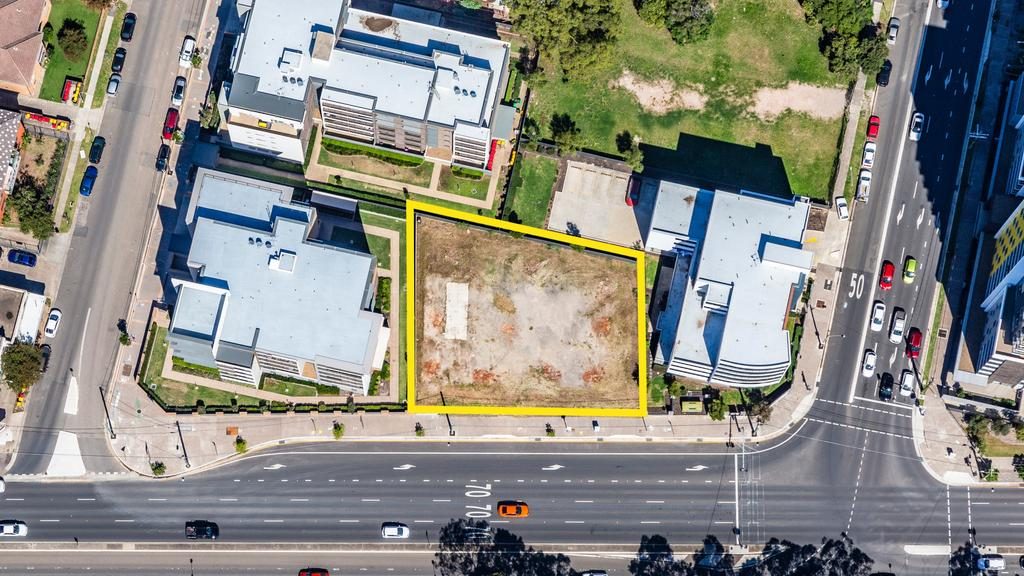 An aerial shot of 20-22 Hume Highway, Warwick Farm, which sold at auction.
