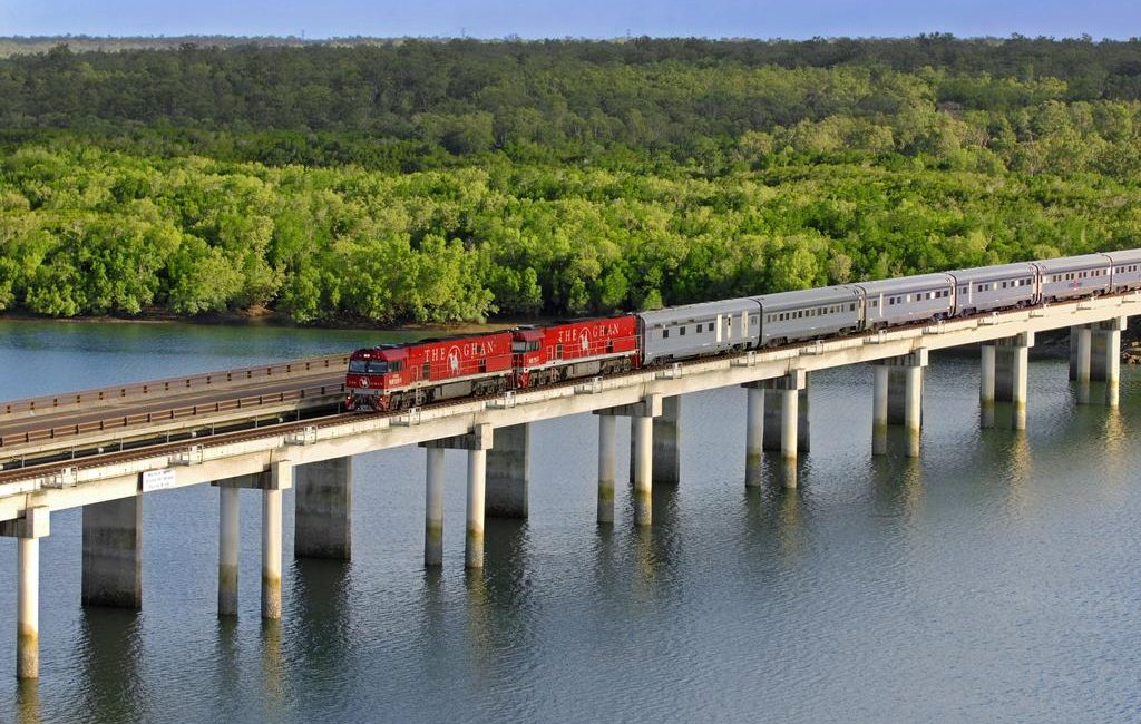 The Ghan on its way from Alice Springs to Darwin.
