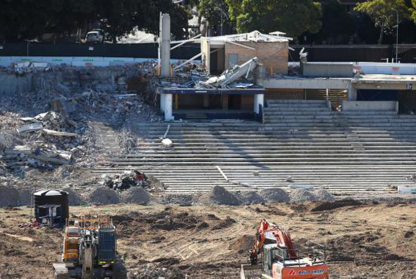 The demolished Sydney football stadium in July. Picture: Getty Images
