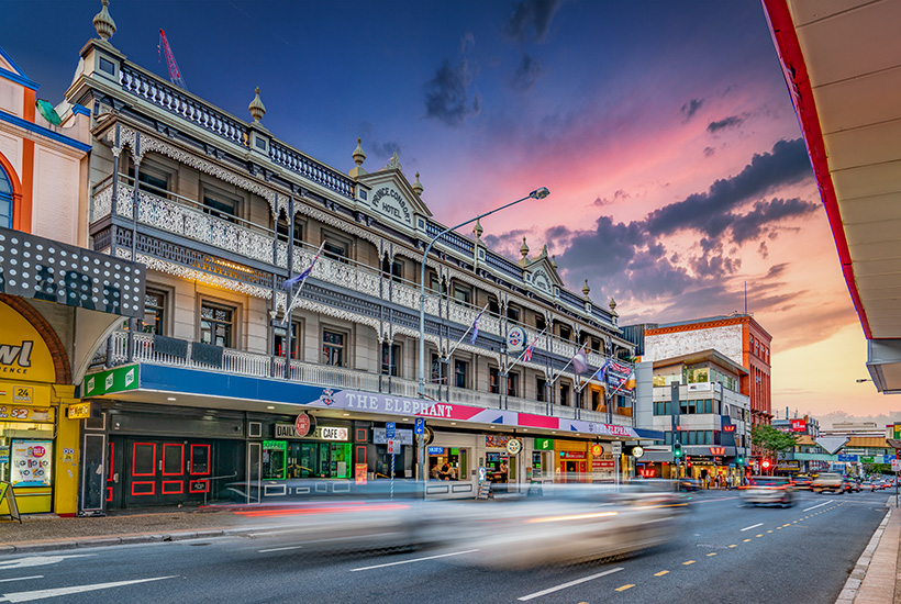 The impressive Elephant Hotel in Brisbane’s Fortitude Valley.
