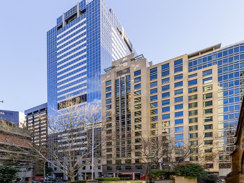 The prominent A-Grade office tower at 45 Clarence Street in Sydney’s CBD was built in 1990 and spans a net lettable area of about 32,000sqm. Picture: realcommercial.com.au/lease