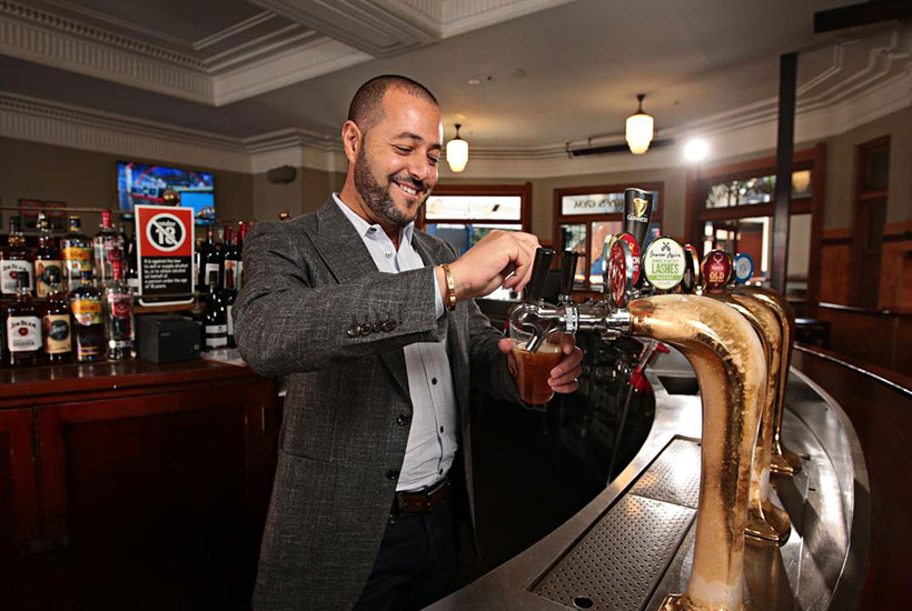 Sam Arnaout, pictured last year in Manly’s Hotel Steyne, has now bought the Narwee Hotel in Sydney’s west. Picture: AAP
