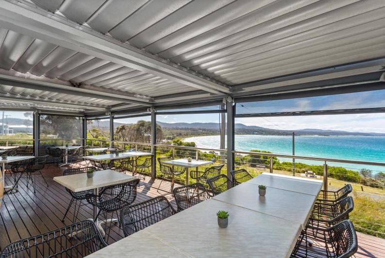 The stunning view from this Tasmanian cafe had commercial property hunters in a flurry over Christmas. Picture: realcommercial.com.au/sale
