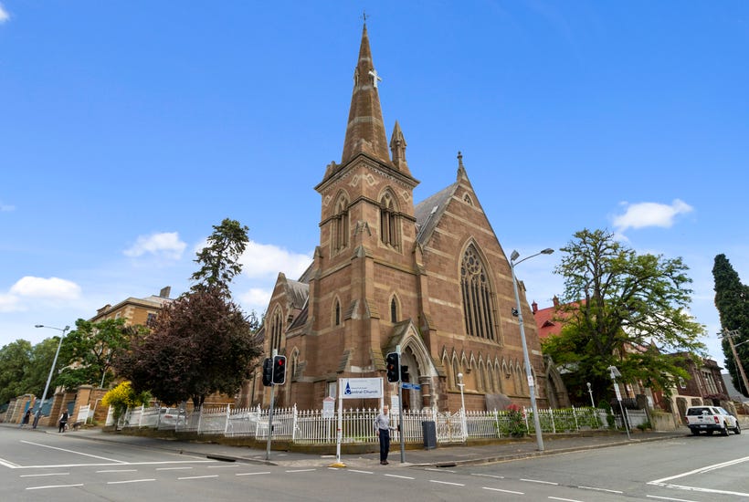 The beautiful church is a landmark in Hobart CBD. Picture: realcommercial.com.au/for-sale