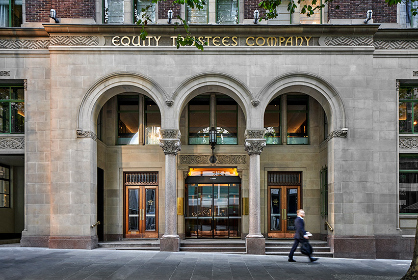 The new Hilton is located in the heritage-listed Equity Chambers building on the corner of Bourke and Little Queen Streets. Picture: Bates Smart/Peter Clarke
