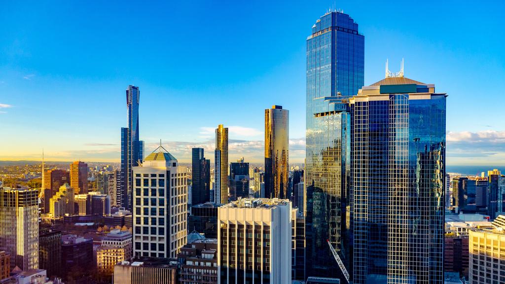 Looking East over Melbourne City at sunrise
