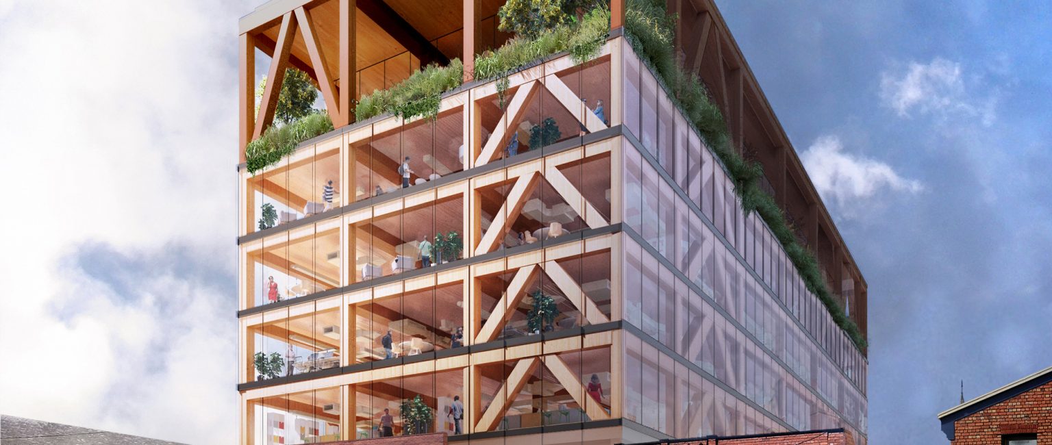 The mass timber building being built on top of St.LukesHealth’s Launceston building, aims to be the first building to have a zero carbon footprint. Picture: TERROIR and St.Lukes Health
