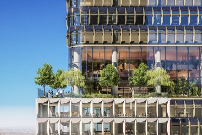The proposed Cbus tower will feature a solar skin to help generate power and lower the building’s running costs. Picture: Bates Smart