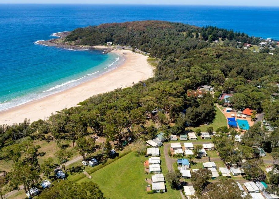 Kioloa Beach Holiday Park on NSW’s south coast is set on 9.2ha of beachfront crown land. Picture: realcommercial.com.au/for-sale