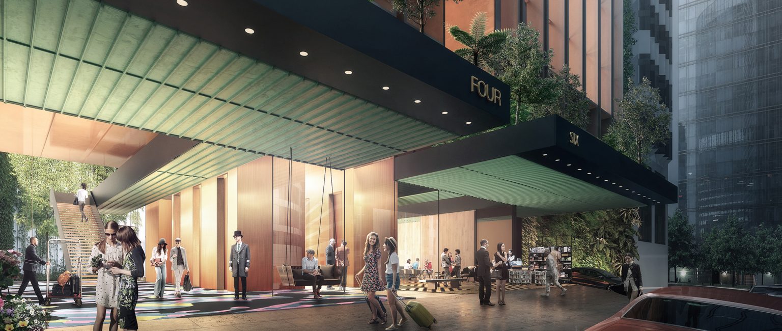 An artists impression of plans by SC Capital for a $700m mixed use office and hotel scheme at 4-6 Bligh Street in Sydney. The site has now been sold to developer Holdmark. Picture: Woods Bagot