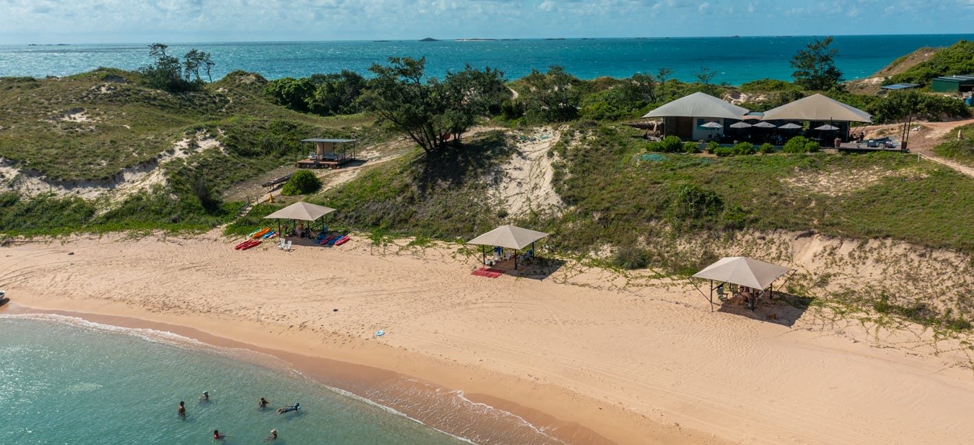 Surrounded by pristine water and beaches, the Banubanu Beach Retreat is up for sale. Picture: realcommercial.com.au/for-sale