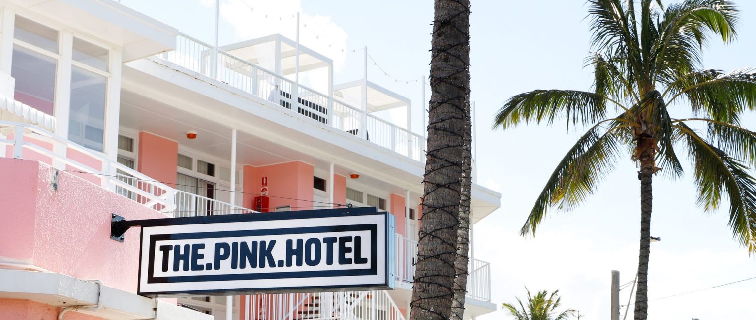 The iconic Gold Coast Pink Hotel is for sale. Picture: realcommercial.com.au/for-sale