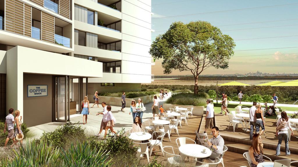 Architectural rendering of Woolooware Bay Town Centre development project 
Stage 2, Cafe  
Image supplied Picture: Supplied