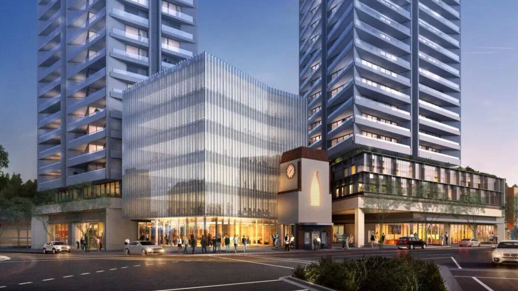 A computer rendering of what the Dairy Farmers Towers will look like upon completion.