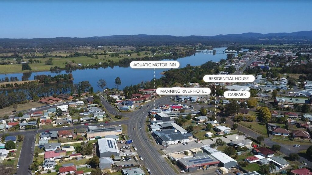 An aerial view of the Manning River Hotel in Taree, NSW
