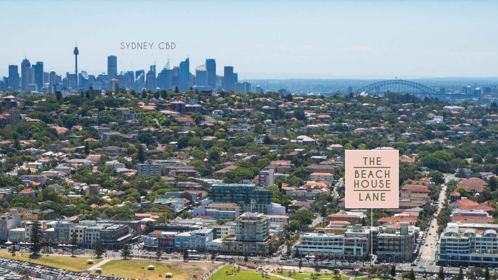 The Beach House Lane and the Sydney CBD.