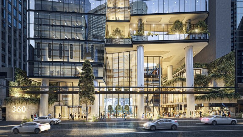 An artist's impression of the 33-storey office tower at 360 Queen St in the Brisbane CBD.