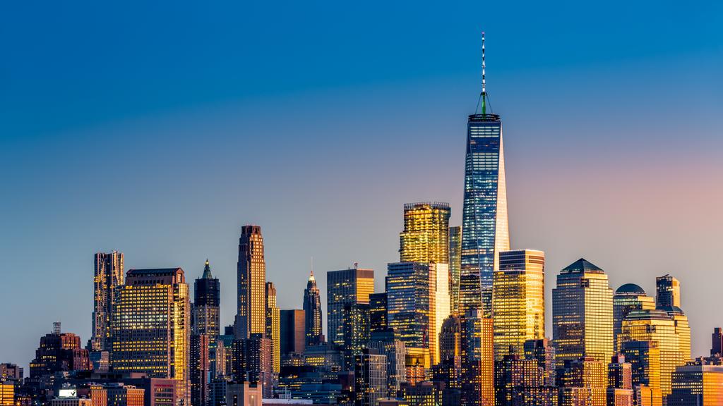 Lower Manhattan at sunset