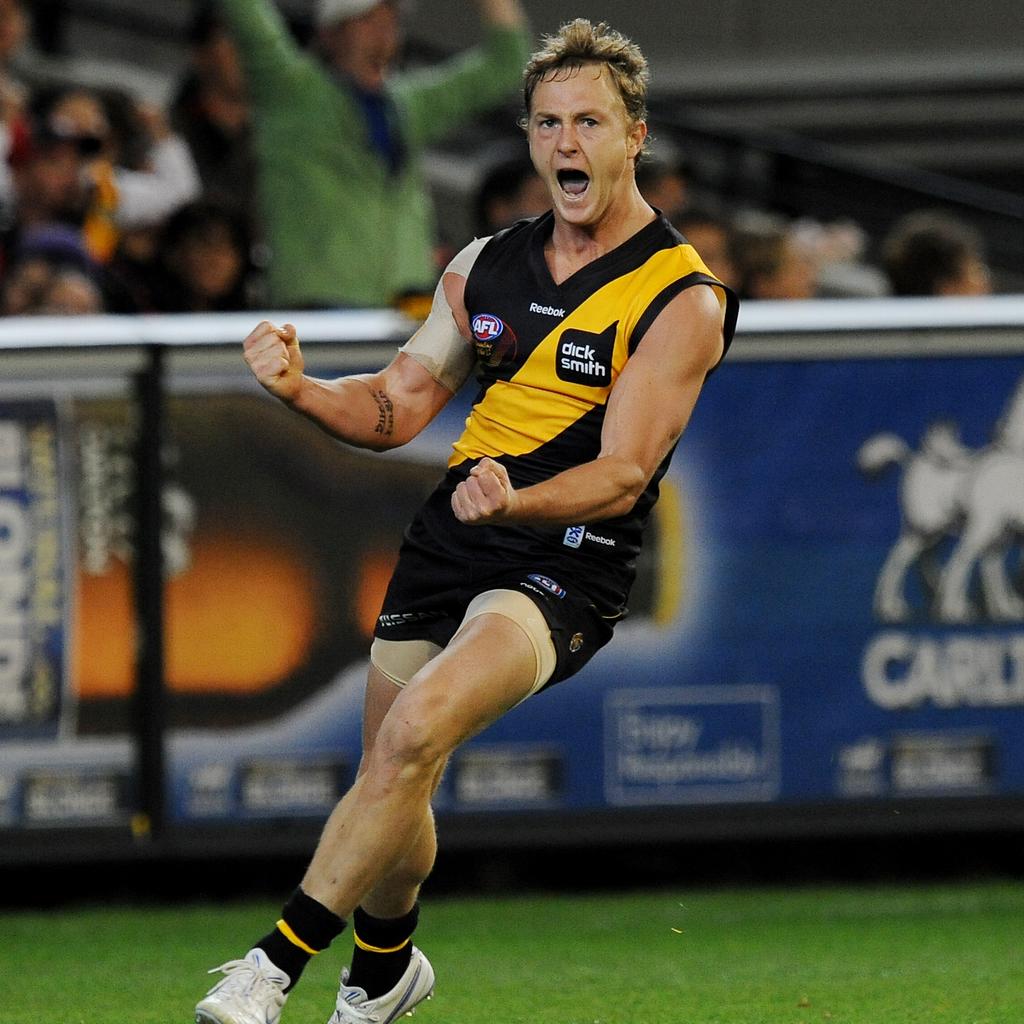 Dreamtime at the 'G. Essendon v Richmond. MCG. Kayne Pettifer celebrates his 2nd goal