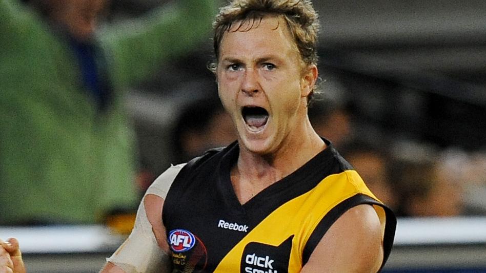Dreamtime at the 'G. Essendon v Richmond. MCG. Kayne Pettifer celebrates his 2nd goal