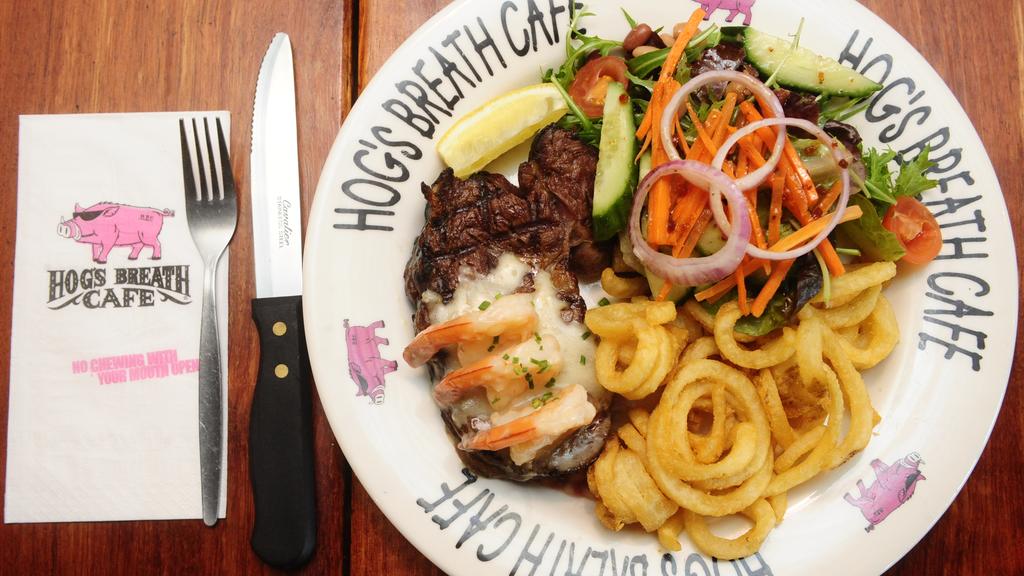 Garlic Prawn prime Rib at the Hog's Breath Cafe, North Parramatta.